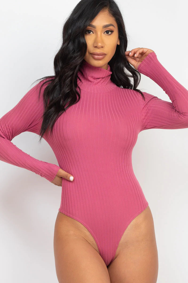 Ribbed Turtleneck Long Sleeve Bodysuit (Capella)