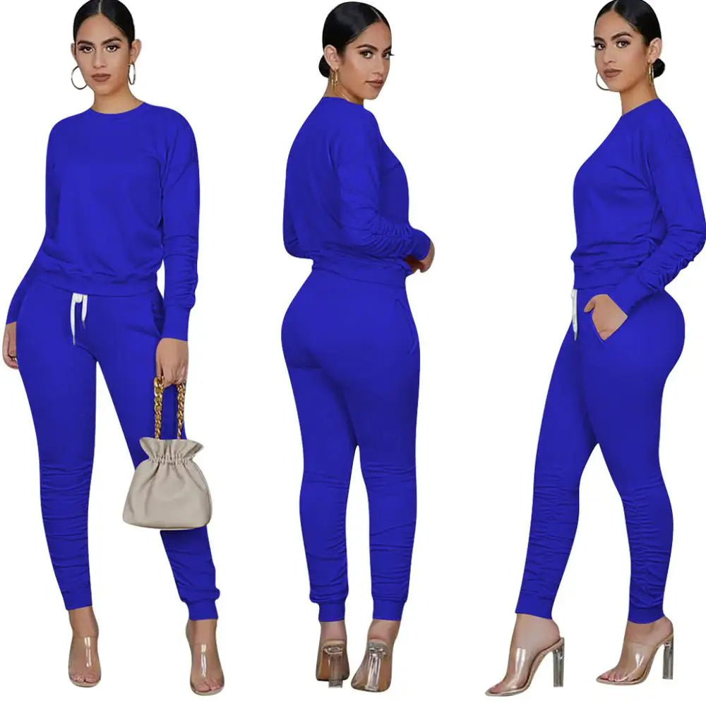 Two Piece Set Women 2 Piece Set Stacked Leggings Clothes for Women Outfits Stacked Pants Tracksuit Female Fall Clothes 2020