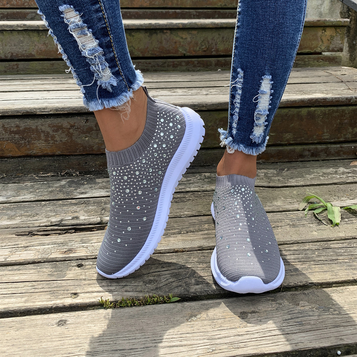 Women's Colorblock Mesh Breathable Sneakers Lightweight Lace-Up Low Top Platform Shoes Comfortable Fabric Inner Sequin Embellishment