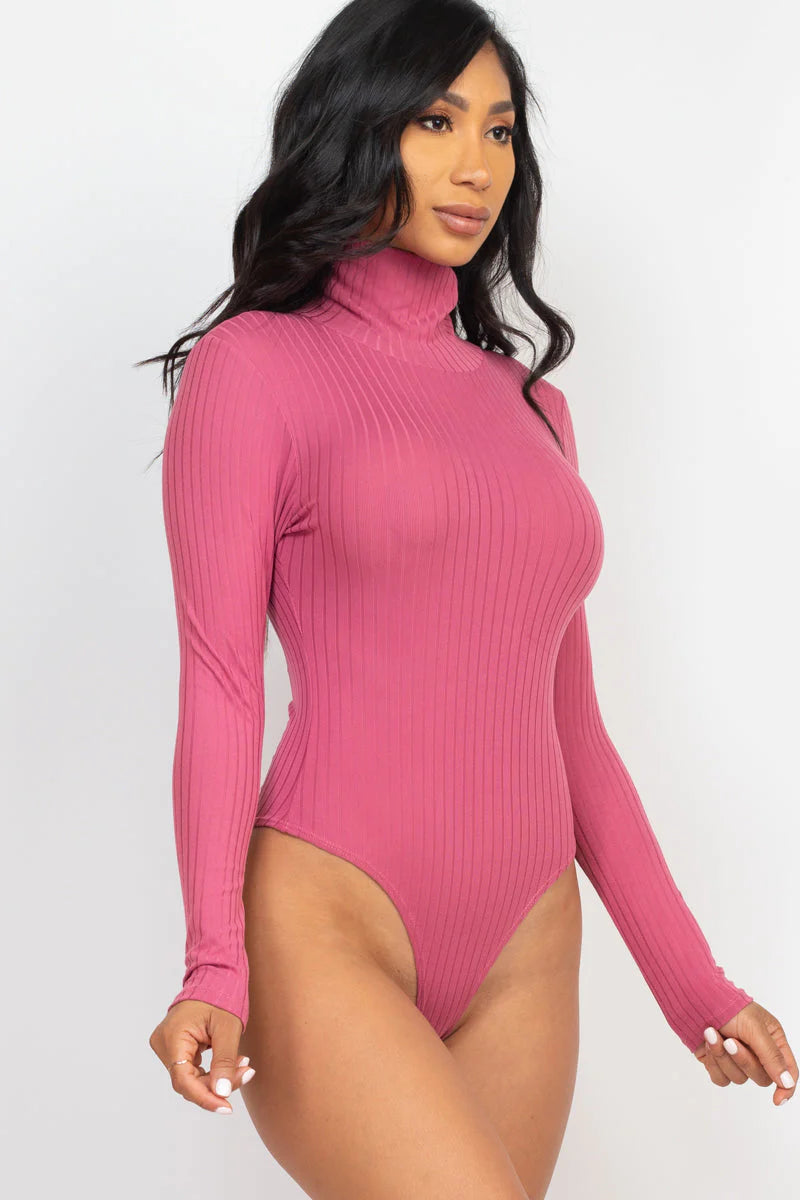 Ribbed Turtleneck Long Sleeve Bodysuit (Capella)