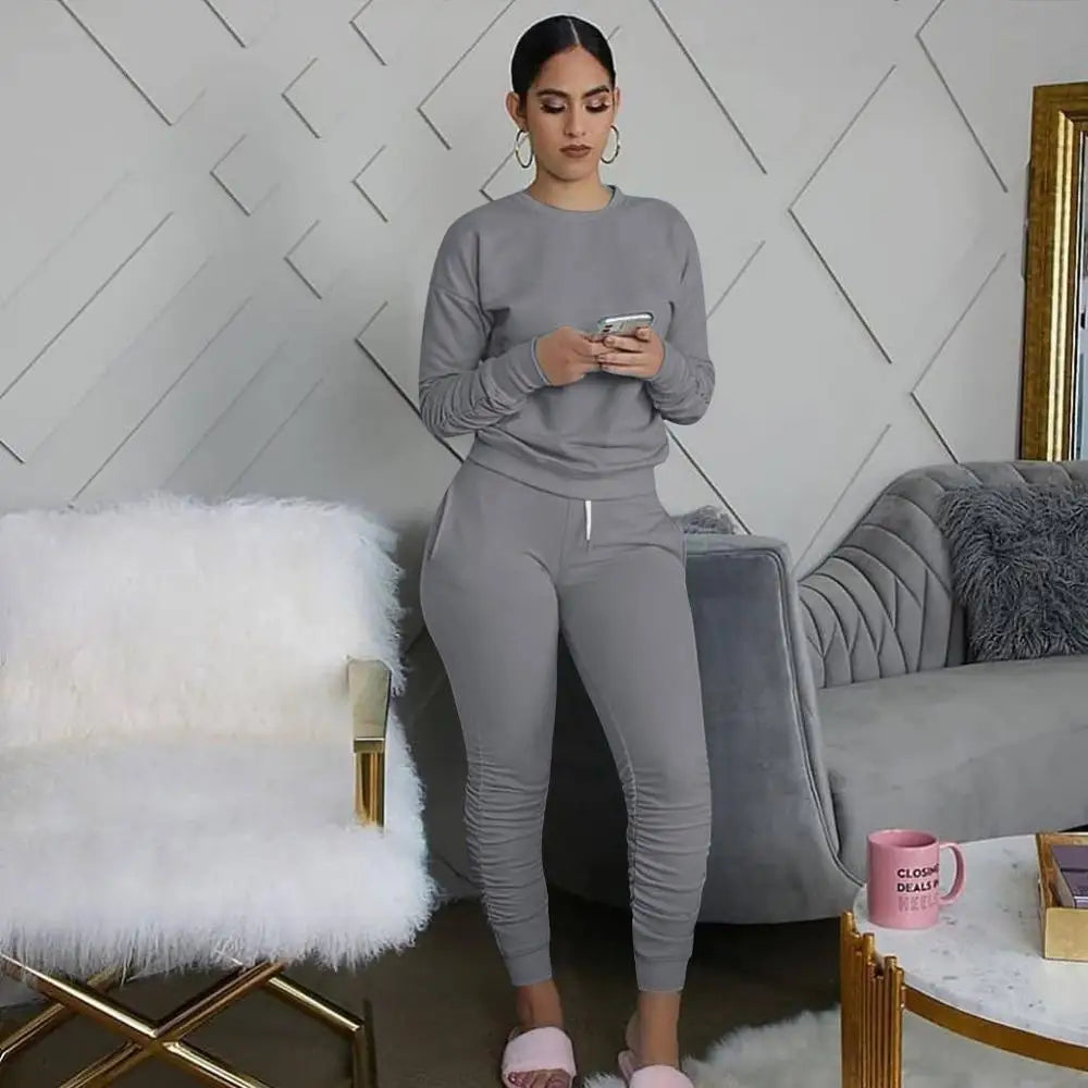 Two Piece Set Women 2 Piece Set Stacked Leggings Clothes for Women Outfits Stacked Pants Tracksuit Female Fall Clothes 2020