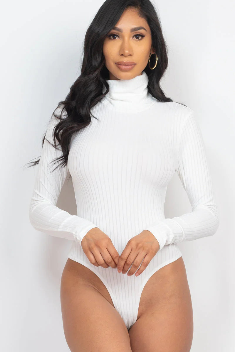 Ribbed Turtleneck Long Sleeve Bodysuit (Capella)