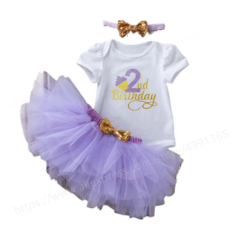 Baby Girls Princess Dress 2nd Birthday Party Dress 2 Year Old Newborn Christening Gown Toddler Kid Christmas Clothing