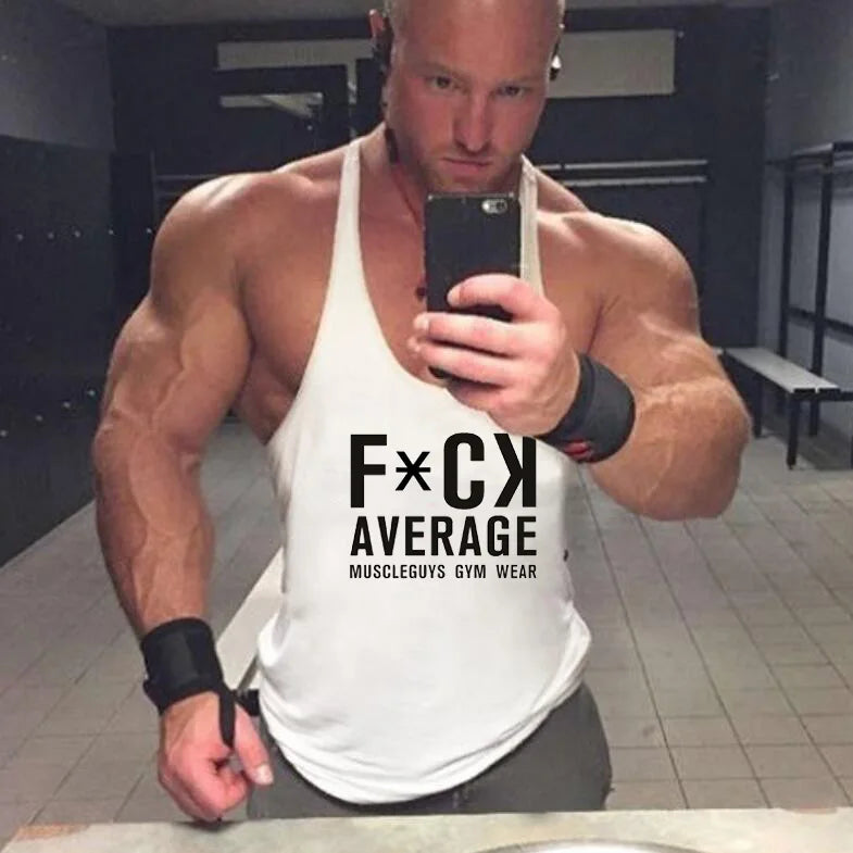 Men's Sexy Fitness Bodybuilder Cotton Sleeveless Tank Top for Workout Y Back 1cm Stringer Undershirt that Keeps Short Eye Catching