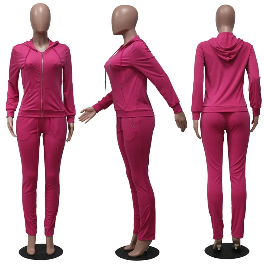 2 piece set women outfits tracksuit long sleeve sweatshirt pants two piece set fall clothes for women hooded outfits wholesale