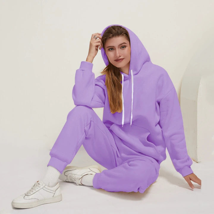 Women Hoodies Two Piece Sets Autumn Winte Cartoon Printed Sweatshirt+Sports Pants Tracksuit Femme Running Hoodie and Jogger Set