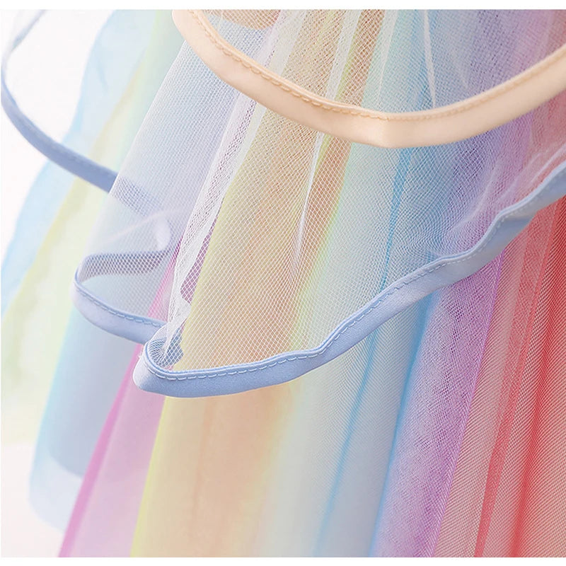 Baby Girls Unicorn Tutu Dress Pastel Rainbow Princess Girls Birthday Party Dress Children Kids Halloween Unicorn Perform Costume