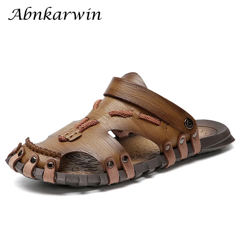 Microfiber Leather Summer Breathable Casual Slip On Flat Mens Sandals Beach Sandal Man Shoes Sandles Sandalen Heren Comfort Soft