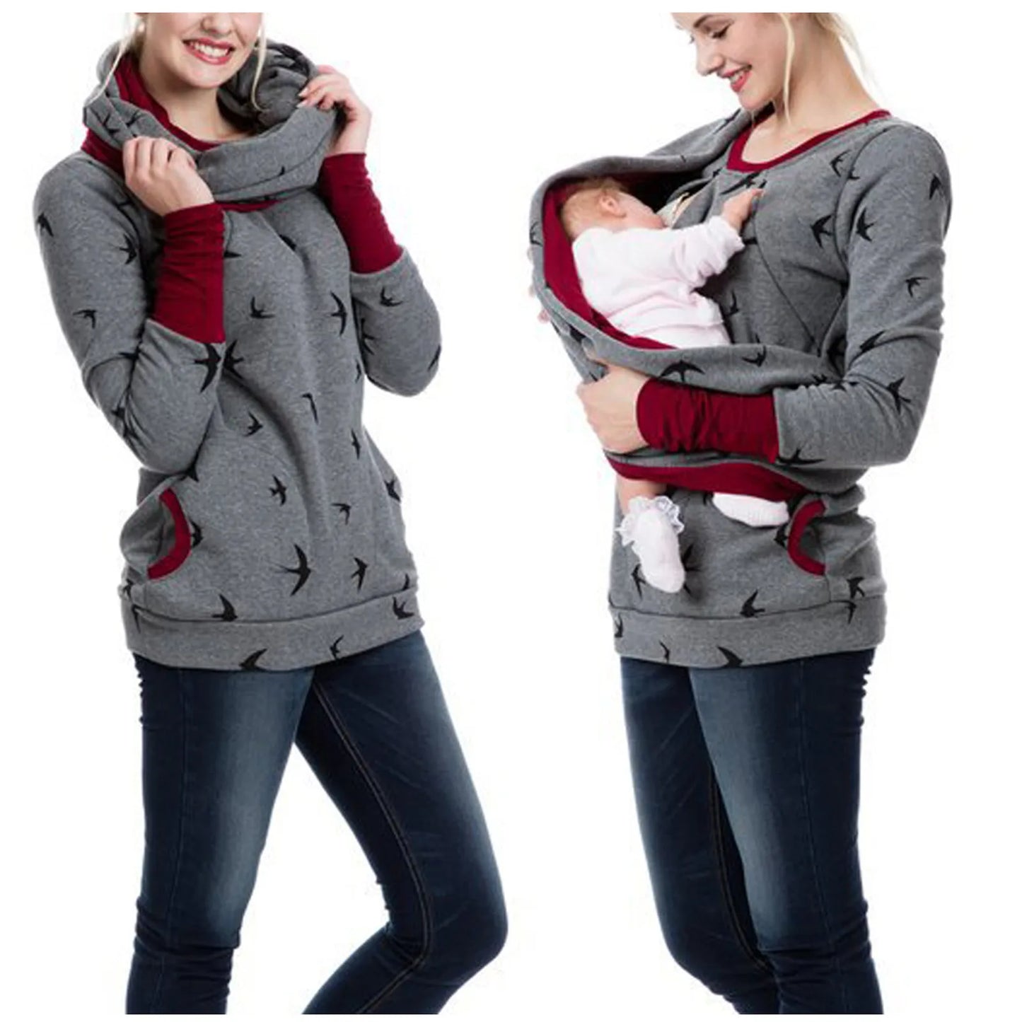 Maternity Nursing Hoodie Sweatshirt Winter Autumn Pregnancy Clothes Pregnant Women Breastfeeding Sweater Shirts Top