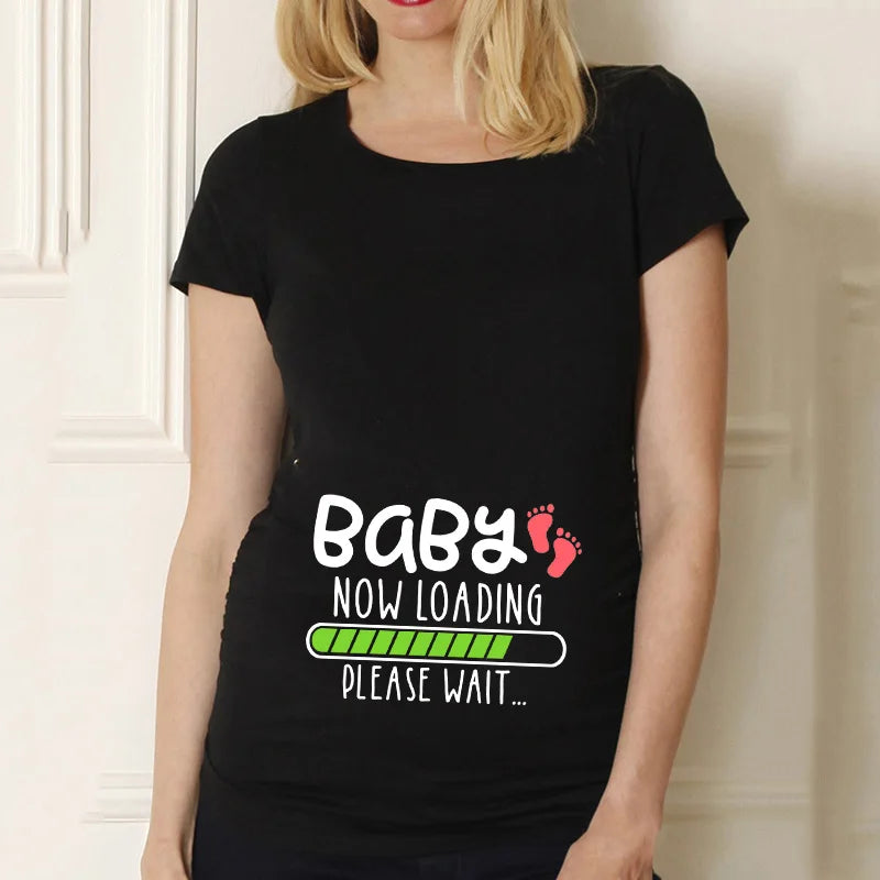 Casual Maternity Short Sleeve T-Shirt for Pregnant Women Eye Catching Graphic Design Summer Casual Top