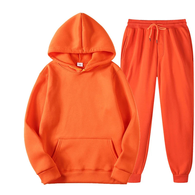 Spring autumn 2 Piece Set Women Casual Round Neck Long Sleeve Hoodies High Waist sweatpants Tracksuit Women workout sportswear