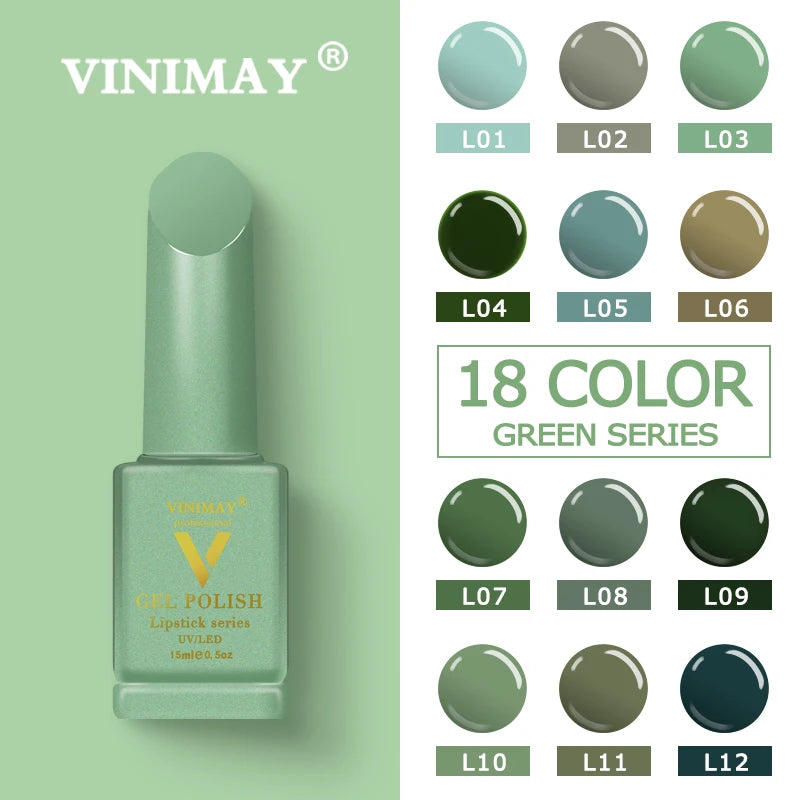 VINIMAY 18 Color Green Gel Nail Polish UV Nail Gel Lak Primer Soak Off Nail Art Design Lacque Nail Gel Varnish Gelpolish