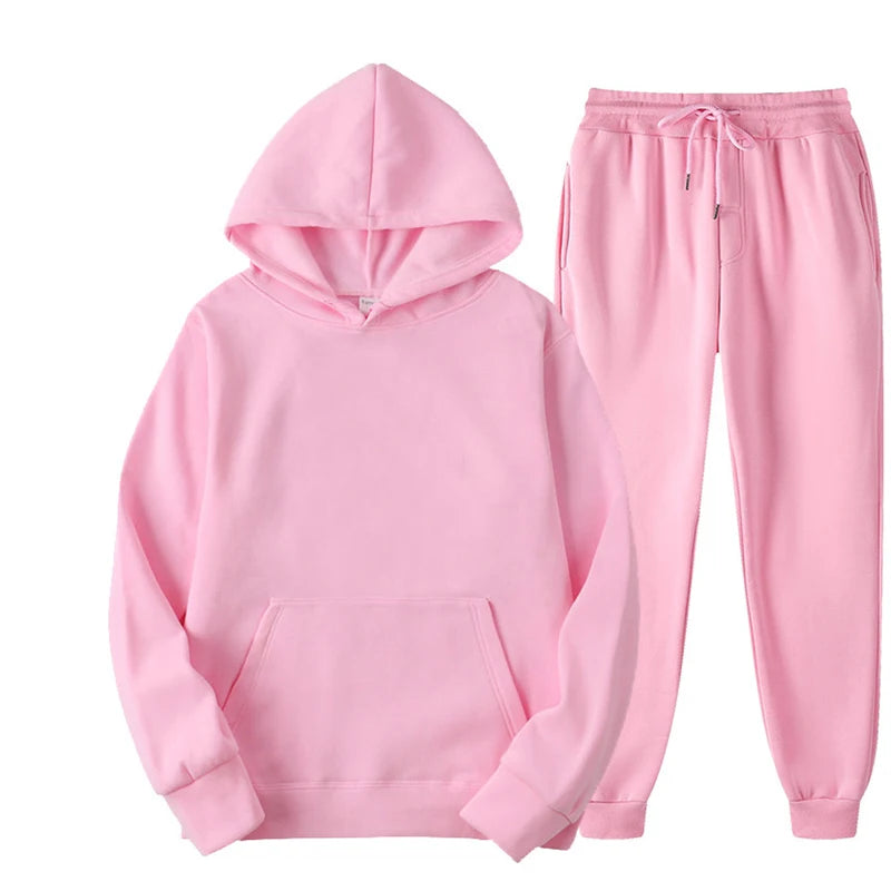 Spring autumn 2 Piece Set Women Casual Round Neck Long Sleeve Hoodies High Waist sweatpants Tracksuit Women workout sportswear