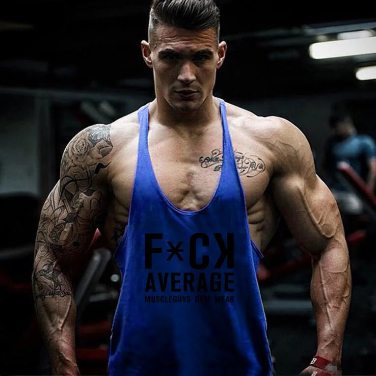 Men's Sexy Fitness Bodybuilder Cotton Sleeveless Tank Top for Workout Y Back 1cm Stringer Undershirt that Keeps Short Eye Catching