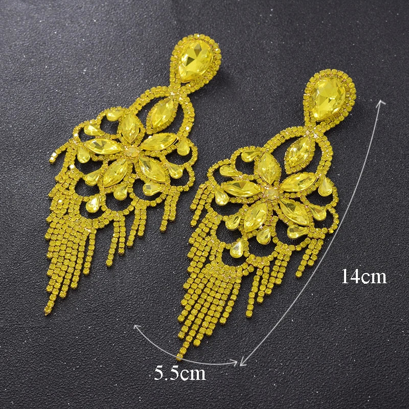 Big size, good quality earrings with clear long drop earrings, jewelry crystal accessories rhinestones decoations for women