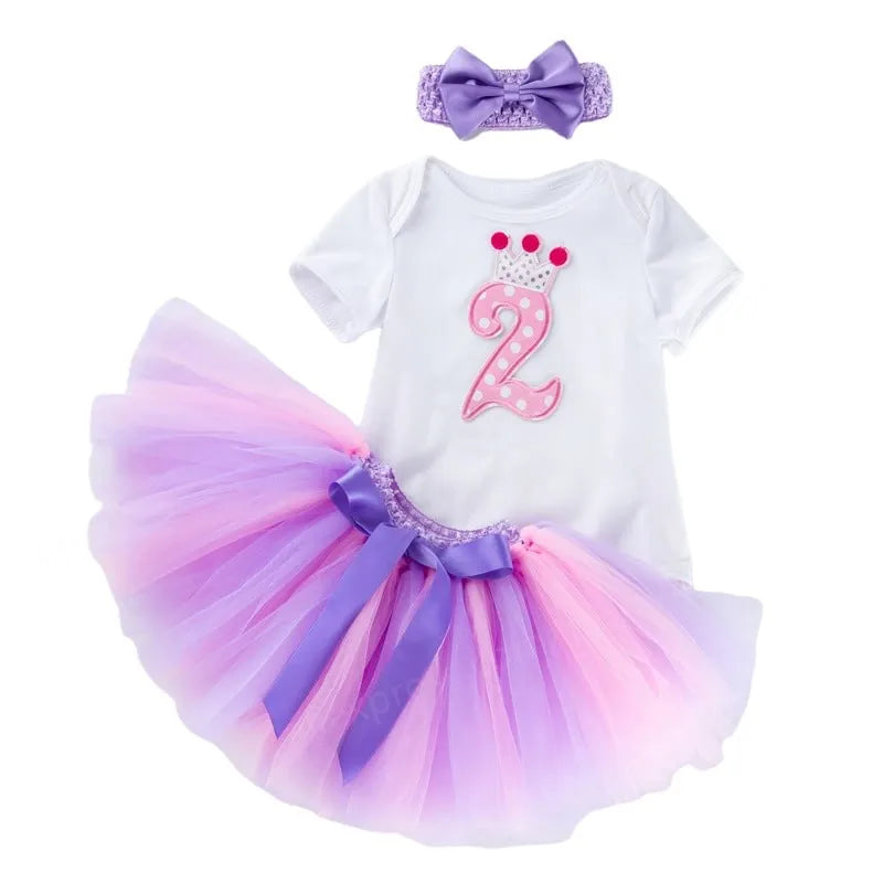 Baby Girls Princess Dress 2nd Birthday Party Dress 2 Year Old Newborn Christening Gown Toddler Kid Christmas Clothing