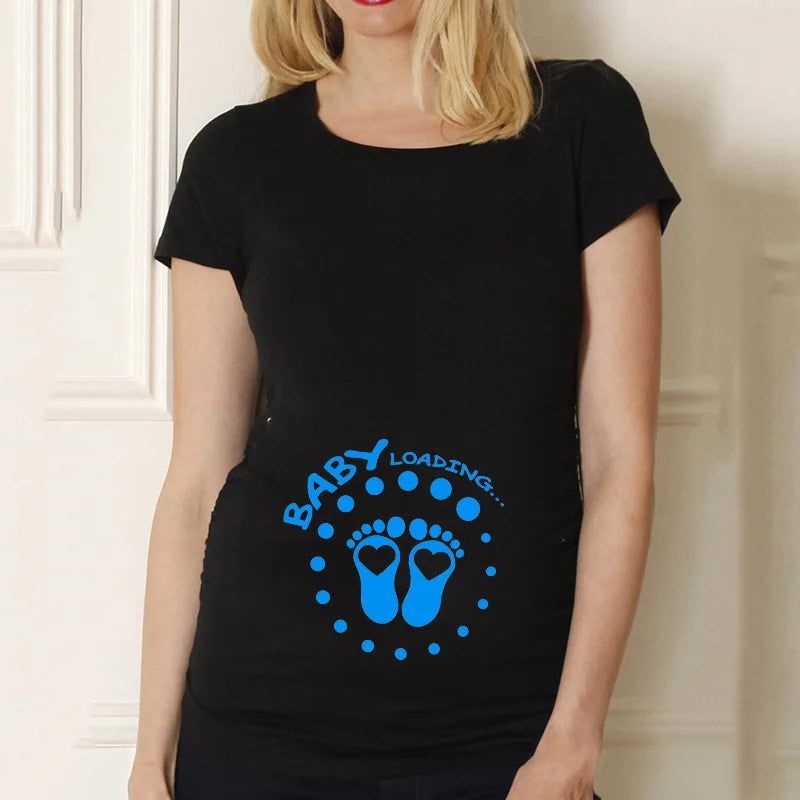 Casual Maternity Short Sleeve T-Shirt for Pregnant Women Eye Catching Graphic Design Summer Casual Top
