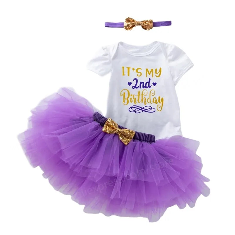 Baby Girls Princess Dress 2nd Birthday Party Dress 2 Year Old Newborn Christening Gown Toddler Kid Christmas Clothing