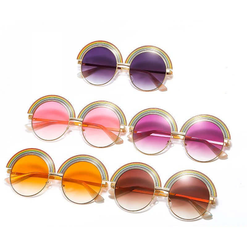 D&T 2020 New Fashion Round Rainbow Sunglasses Women Men Luxury Colorful Lens Alloy Frame Metal Hinge Brand Designer Sunglasses
