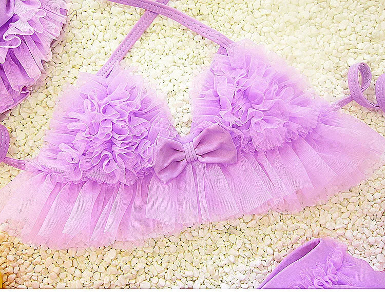 Baby Kids Girls Bikini Princess Three Piece Swimming Suit Split Top + Skirt + Hat Swimwear Summer Beach Children Swimsuit
