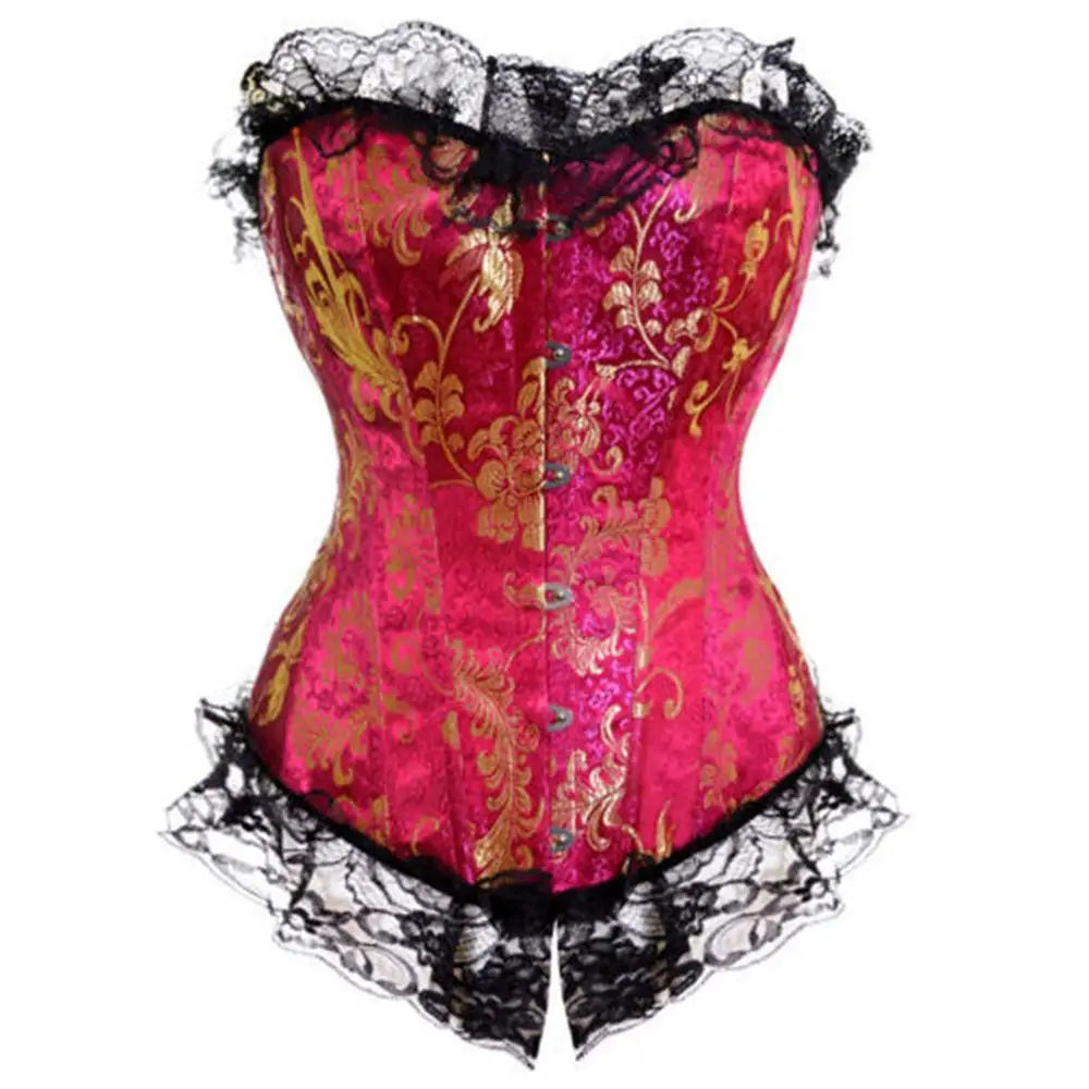 Miss Moly Brown Sexy Corsets and bustiers Steampunk Corset Top Waist Tummyr Gothic Clothing Corselet Brocade Zip Patchwork S-2XL
