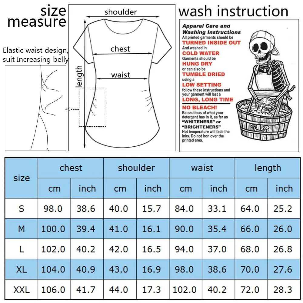 Casual Maternity Short Sleeve T-Shirt for Pregnant Women Eye Catching Graphic Design Summer Casual Top