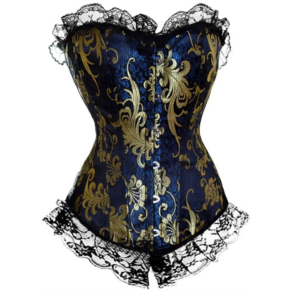 Miss Moly Brown Sexy Corsets and bustiers Steampunk Corset Top Waist Tummyr Gothic Clothing Corselet Brocade Zip Patchwork S-2XL