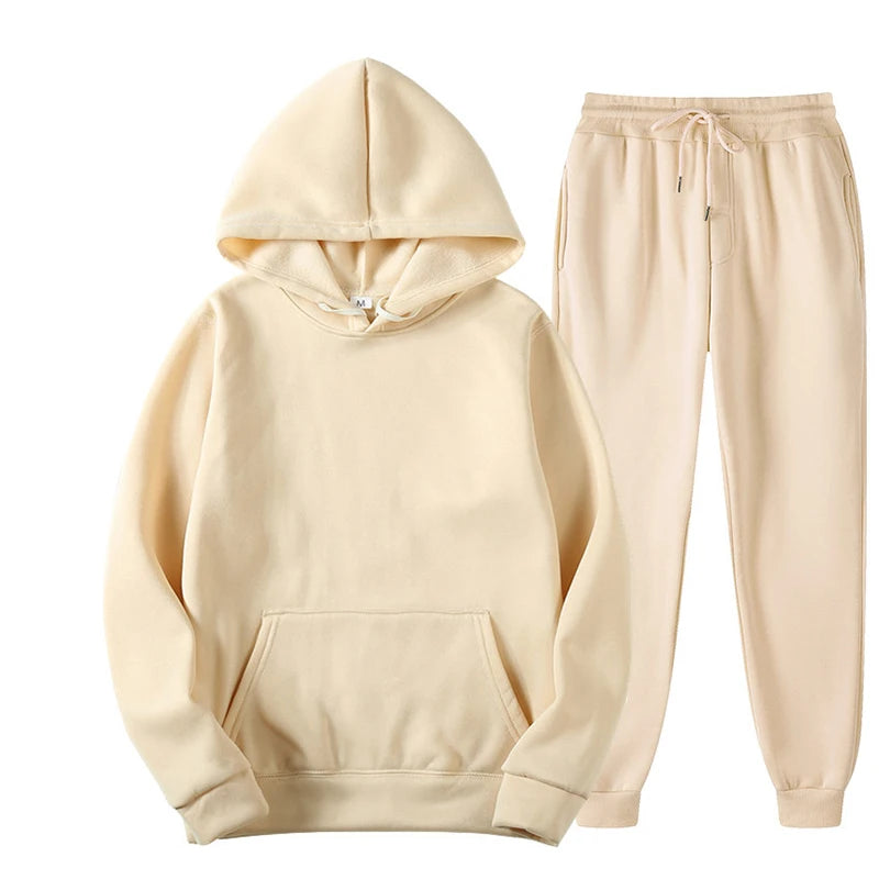 Spring autumn 2 Piece Set Women Casual Round Neck Long Sleeve Hoodies High Waist sweatpants Tracksuit Women workout sportswear
