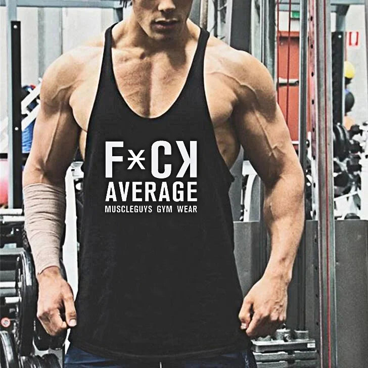 Men's Sexy Fitness Bodybuilder Cotton Sleeveless Tank Top for Workout Y Back 1cm Stringer Undershirt that Keeps Short Eye Catching