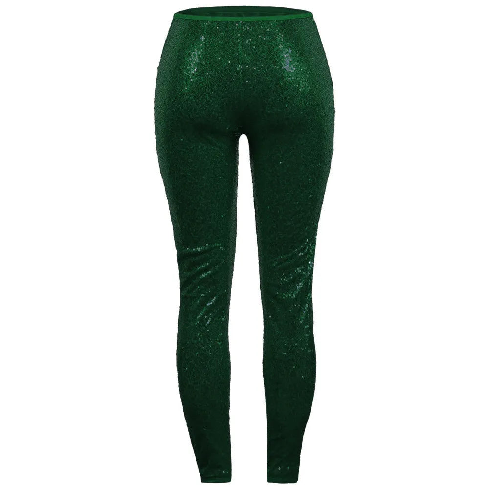 Women's Skinny Leggings Fashoin Sequined Stitching Trousers Party Clubwear Leggins slim Hip Lifting Long Pants Lady Streetwear