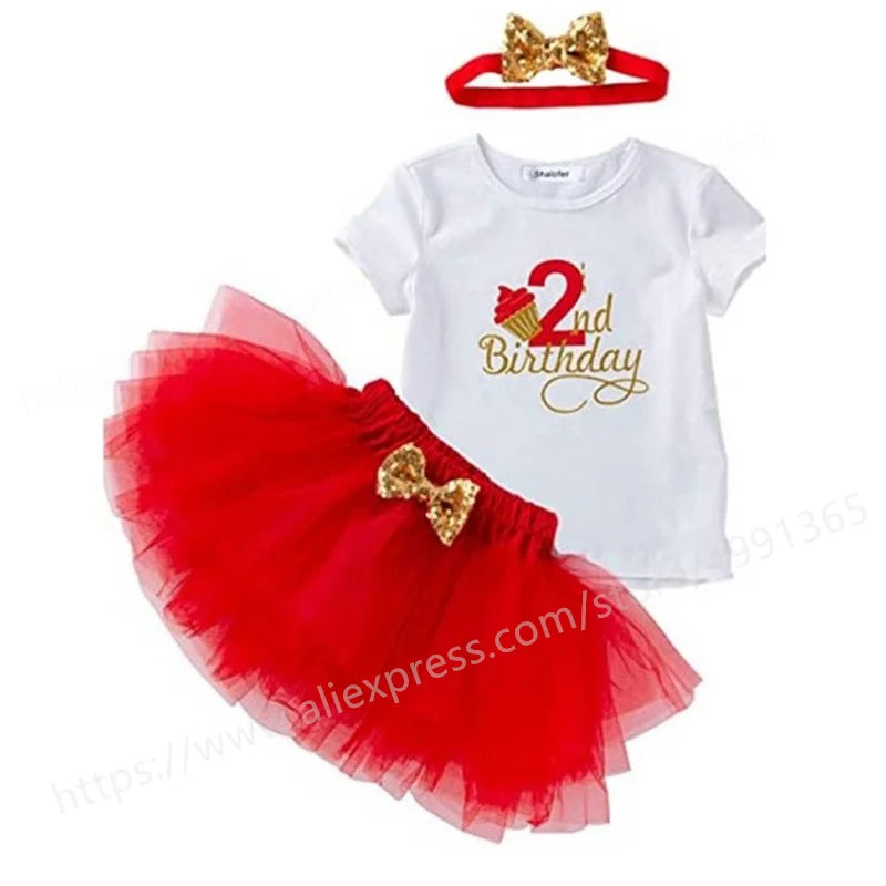 Baby Girls Princess Dress 2nd Birthday Party Dress 2 Year Old Newborn Christening Gown Toddler Kid Christmas Clothing
