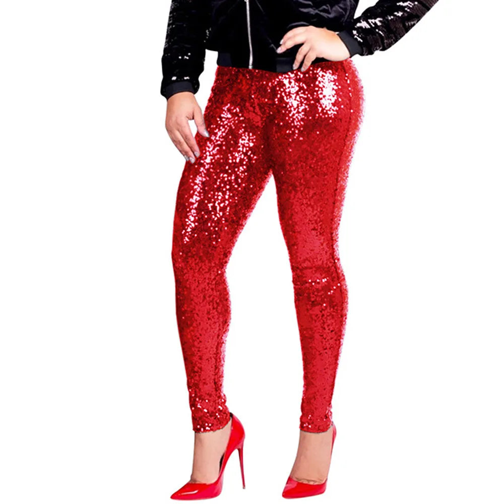 Women's Skinny Leggings Fashoin Sequined Stitching Trousers Party Clubwear Leggins slim Hip Lifting Long Pants Lady Streetwear