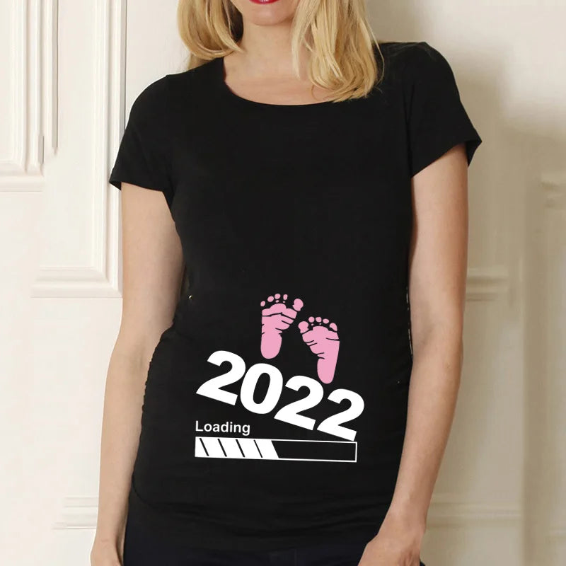Casual Maternity Short Sleeve T-Shirt for Pregnant Women Eye Catching Graphic Design Summer Casual Top