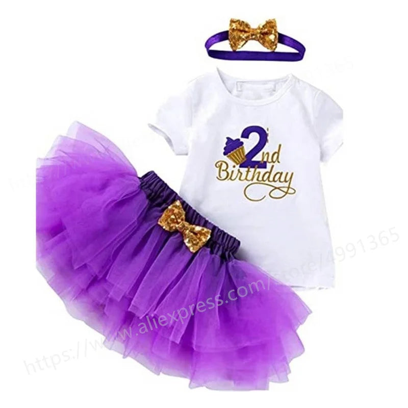 Baby Girls Princess Dress 2nd Birthday Party Dress 2 Year Old Newborn Christening Gown Toddler Kid Christmas Clothing