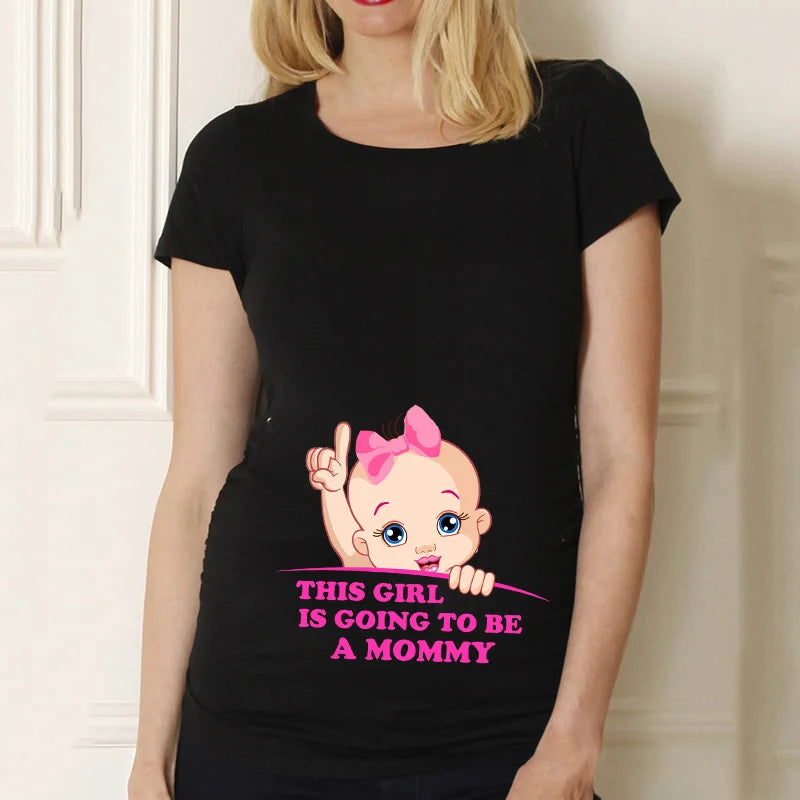 Casual Maternity Short Sleeve T-Shirt for Pregnant Women Eye Catching Graphic Design Summer Casual Top