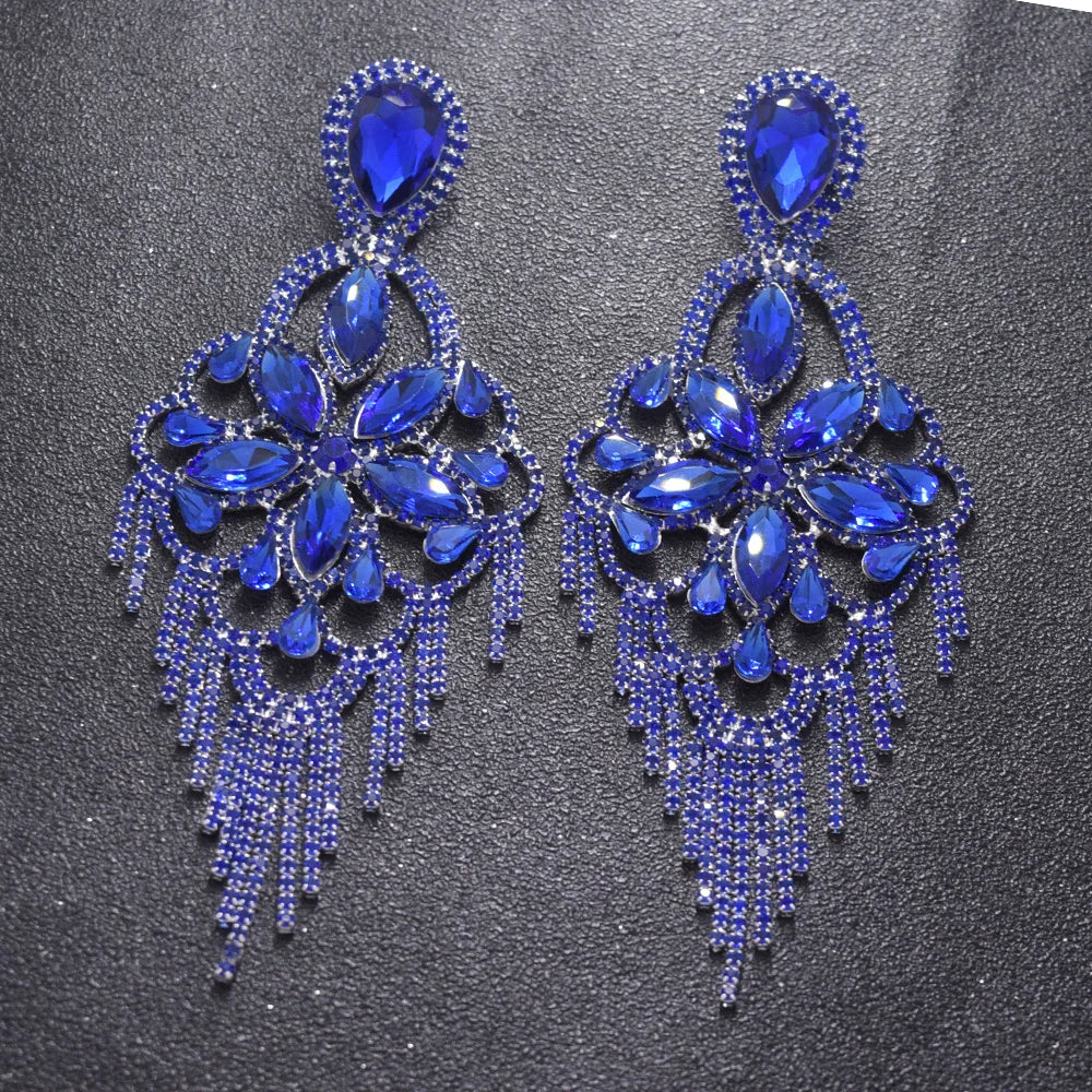 Big size, good quality earrings with clear long drop earrings, jewelry crystal accessories rhinestones decoations for women