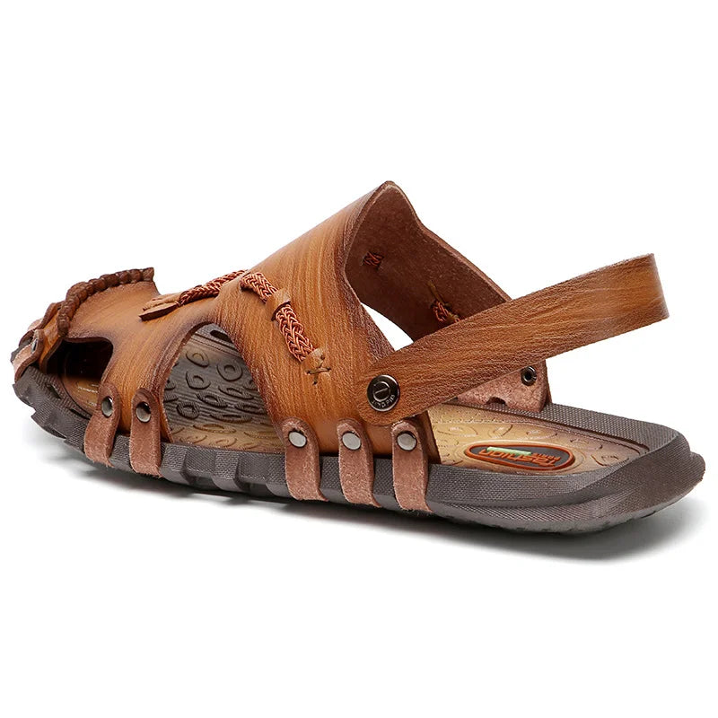 Microfiber Leather Summer Breathable Casual Slip On Flat Mens Sandals Beach Sandal Man Shoes Sandles Sandalen Heren Comfort Soft