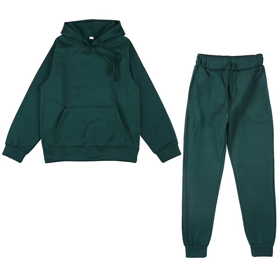 Spring autumn 2 Piece Set Women Casual Round Neck Long Sleeve Hoodies High Waist sweatpants Tracksuit Women workout sportswear