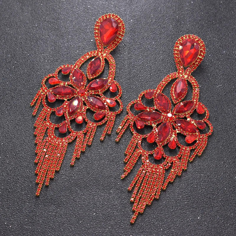 Big size, good quality earrings with clear long drop earrings, jewelry crystal accessories rhinestones decoations for women