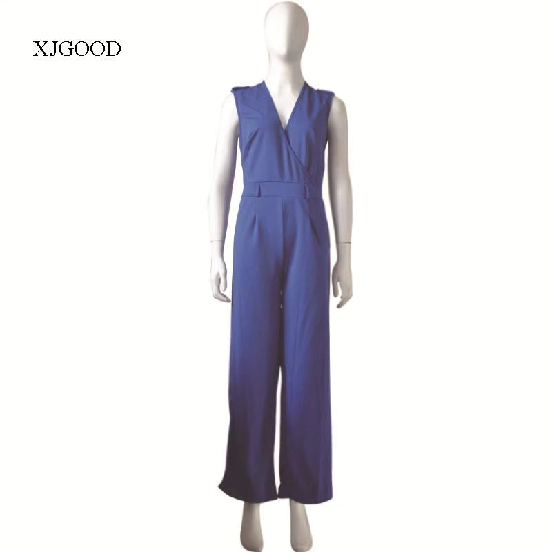Sexy High Waist V-neck Wide Leg Pants Set Women's Fashion Street Style Jumpsuit for Birthday Party Summer 2022