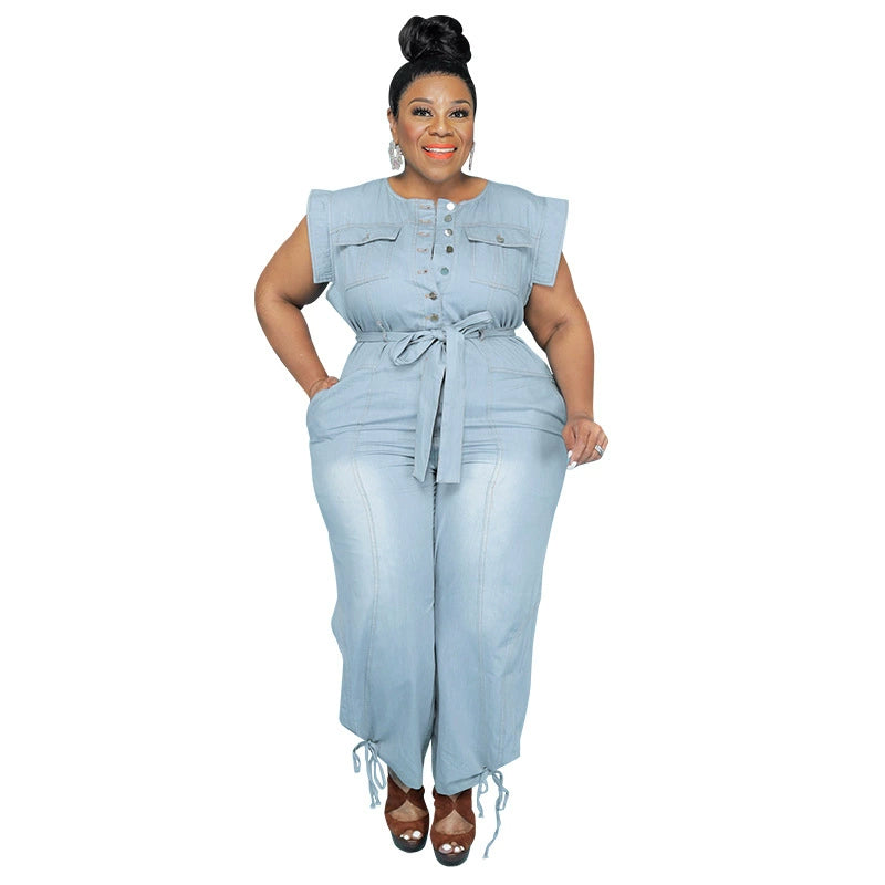 Plus Size Woman Jumpsuits Women Jeans Suit