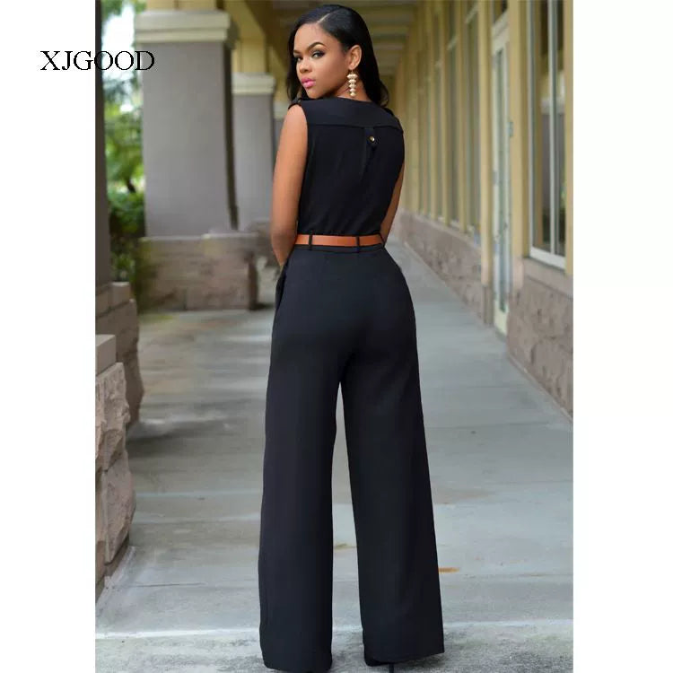 Sexy High Waist V-neck Wide Leg Pants Set Women's Fashion Street Style Jumpsuit for Birthday Party Summer 2022