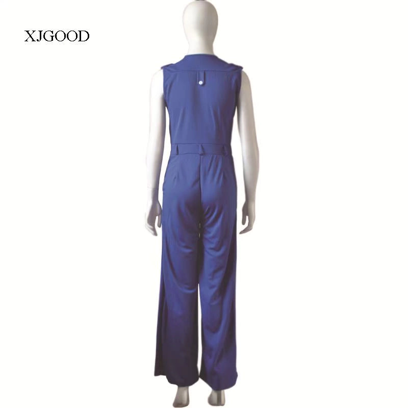 Sexy High Waist V-neck Wide Leg Pants Set Women's Fashion Street Style Jumpsuit for Birthday Party Summer 2022