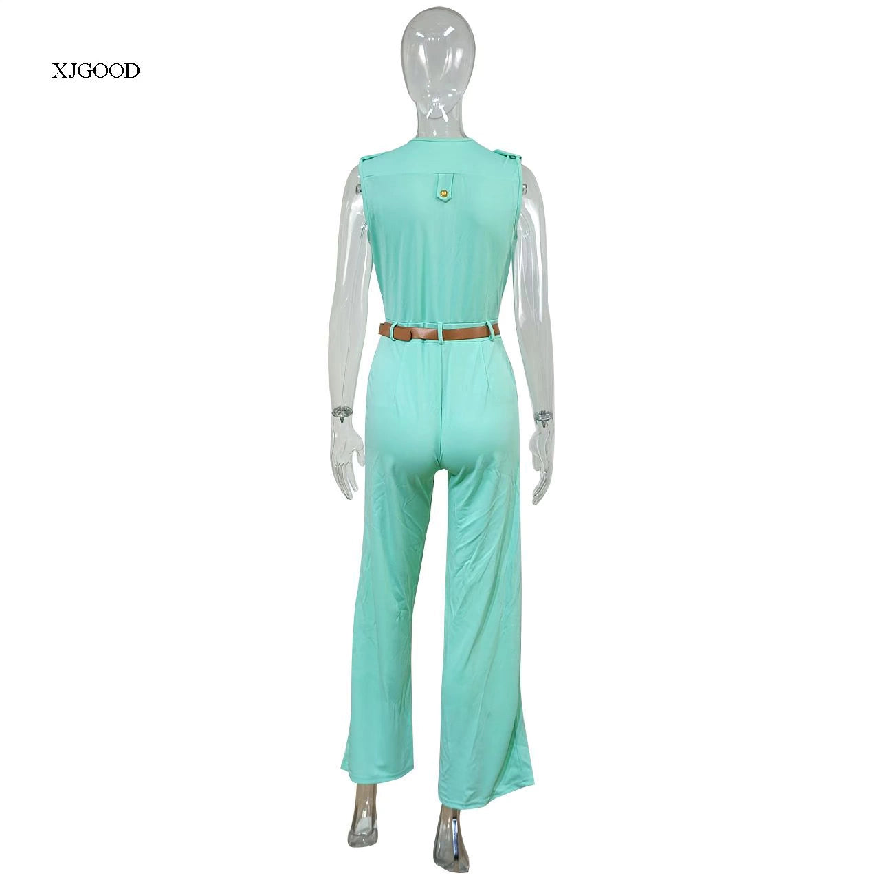 Sexy High Waist V-neck Wide Leg Pants Set Women's Fashion Street Style Jumpsuit for Birthday Party Summer 2022