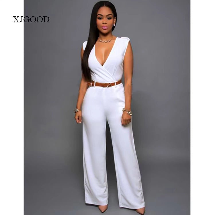 Sexy High Waist V-neck Wide Leg Pants Set Women's Fashion Street Style Jumpsuit for Birthday Party Summer 2022