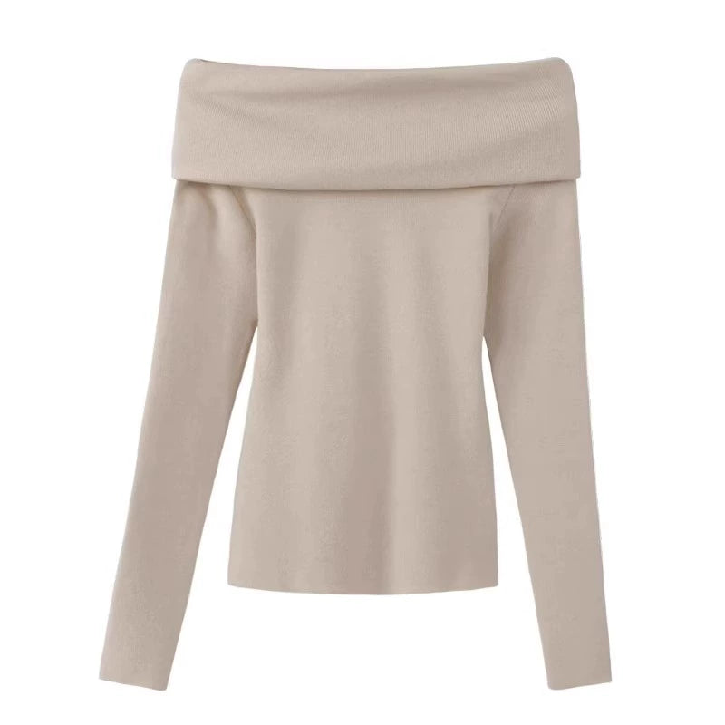 Chic Gentle off-Shoulder Fancy Ruched Knitwear