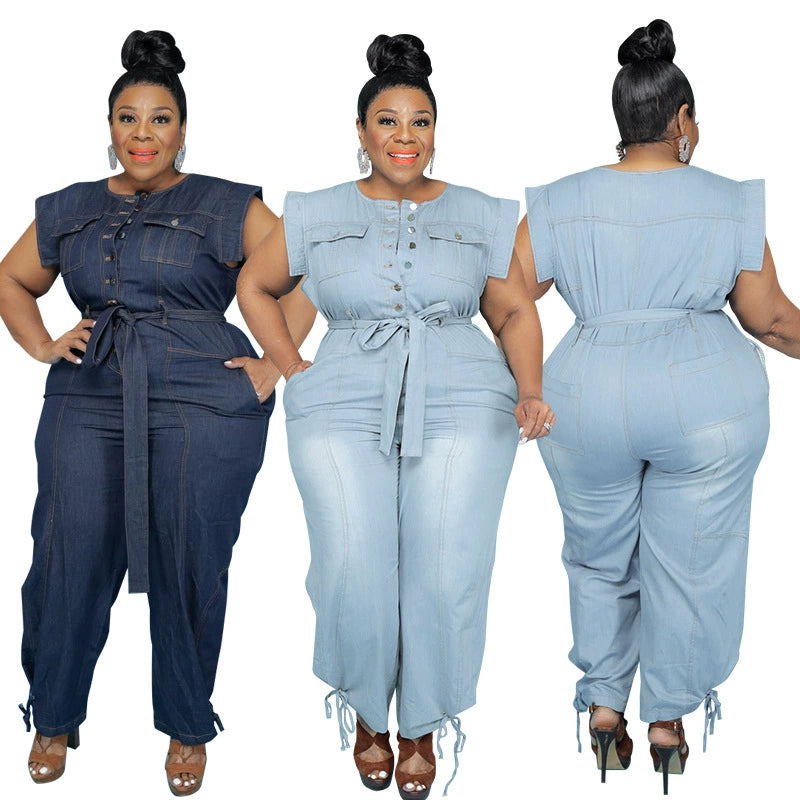 Plus Size Woman Jumpsuits Women Jeans Suit