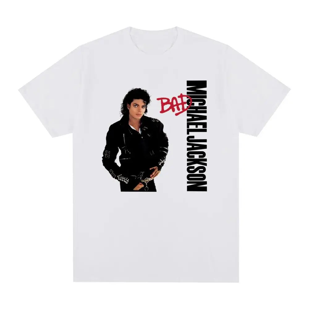 Michael Jackson Pop BAD Vintage T-shirt Hip hop Streetwear Cotton Men T shirt New Tee Tshirt Womens Tops