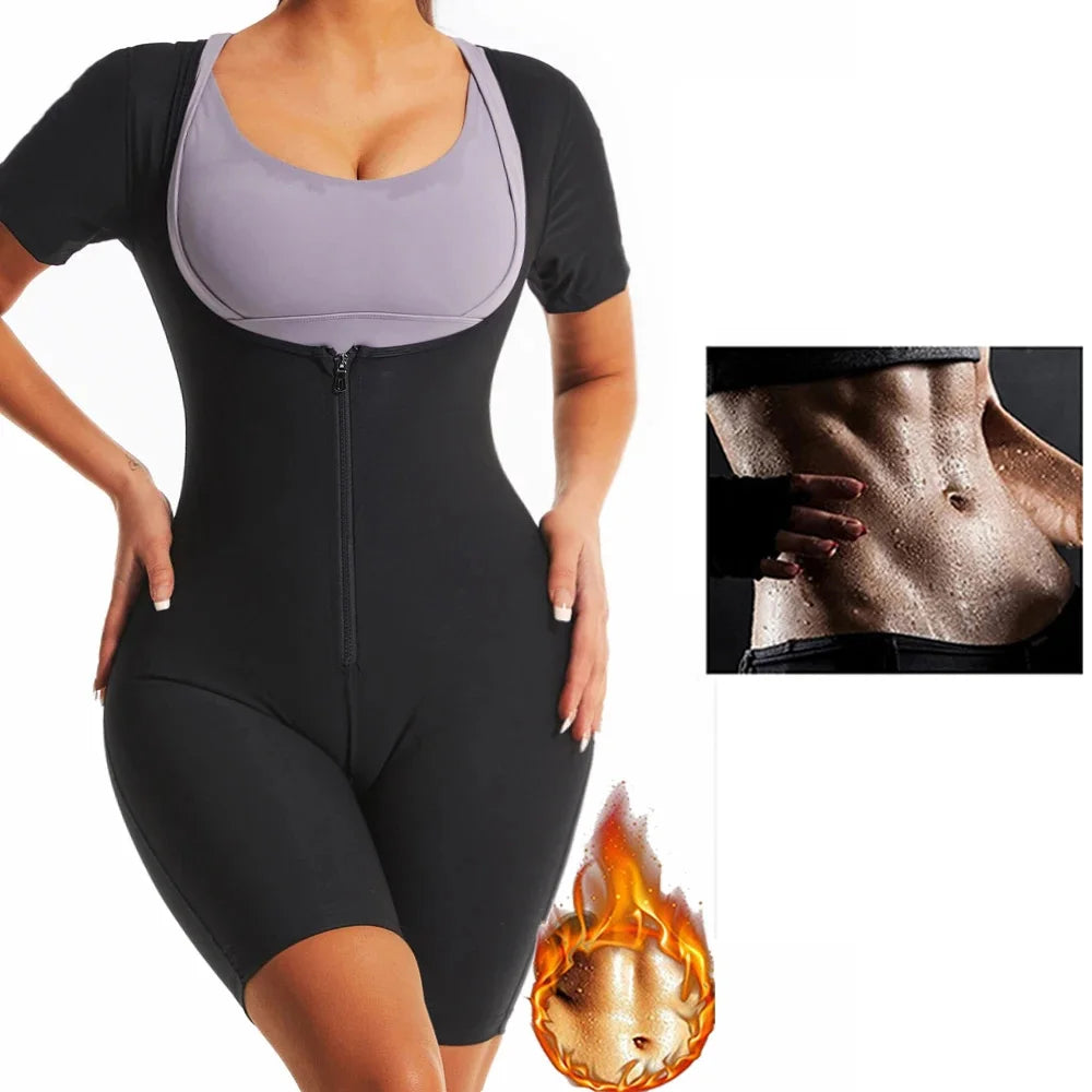 YBFDO Women's High Compression Bodysuit Shapewear for Fitness Sauna Sweat Suit Belly Slimming Sheath Weight Loss Body Shaper