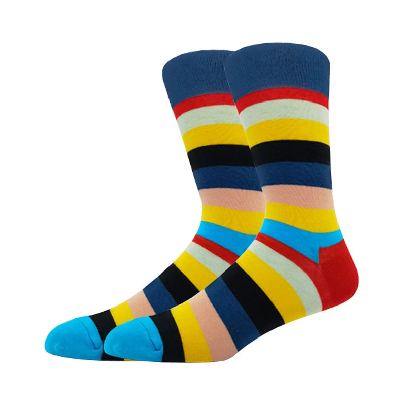 New Men's stockings Casual Gentleman Color fashion color striped Funny Party Dress autumn and winter cotton Socks
